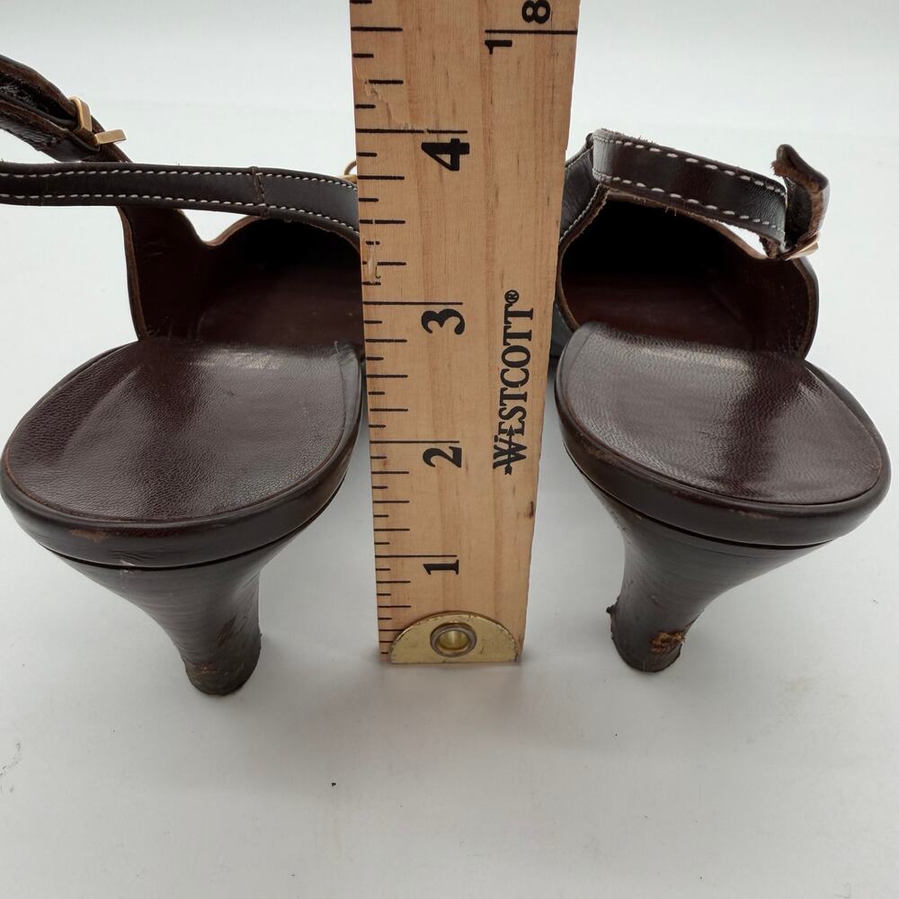 Salvatore Ferragamo Acribia Slingback Kitten Heels Chocolate Brown Gold 7.5 - Picture 5 of 8